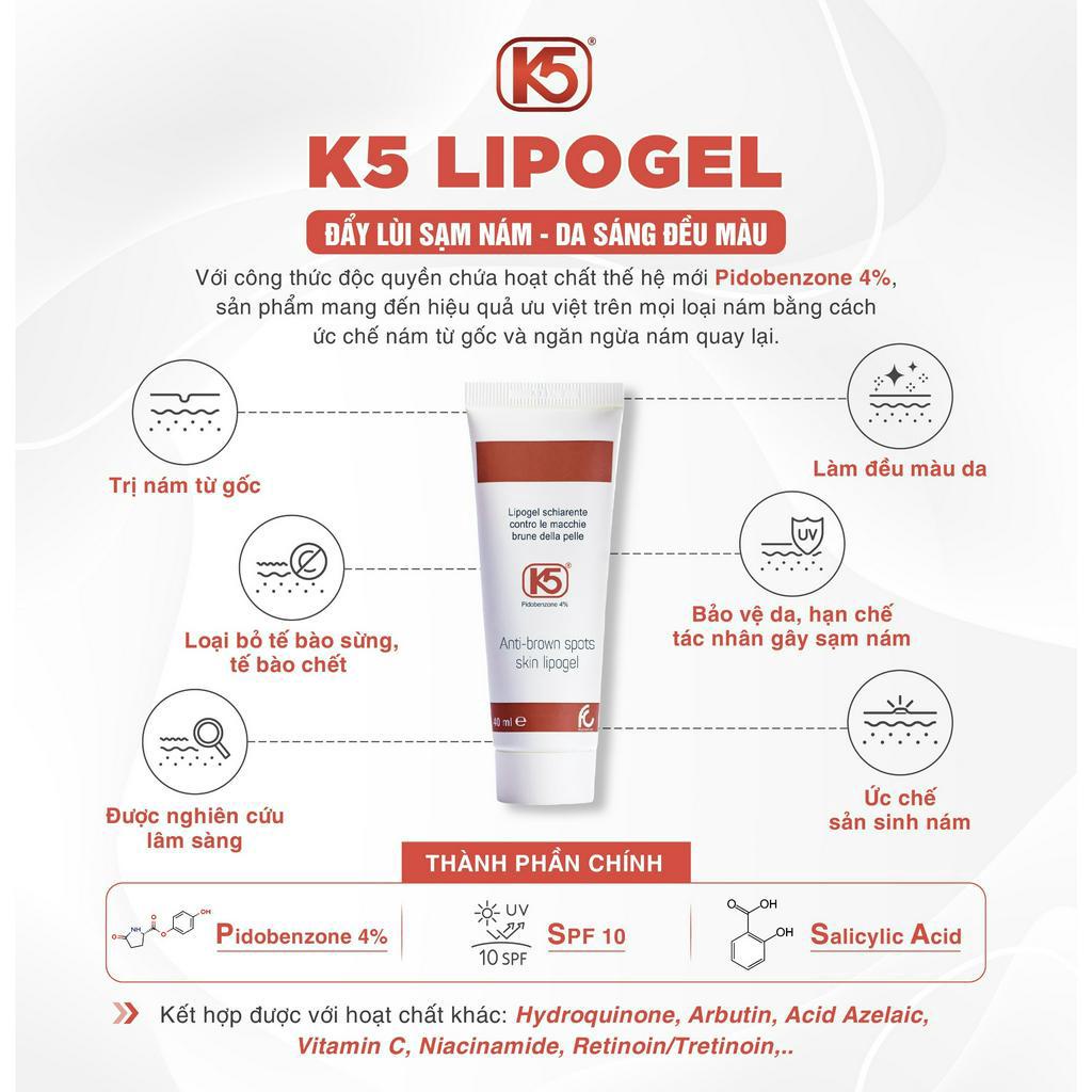 Kem mờ nám tàn nhang K5 Lipogel 40ml, hiệu quả đã được chứng minh