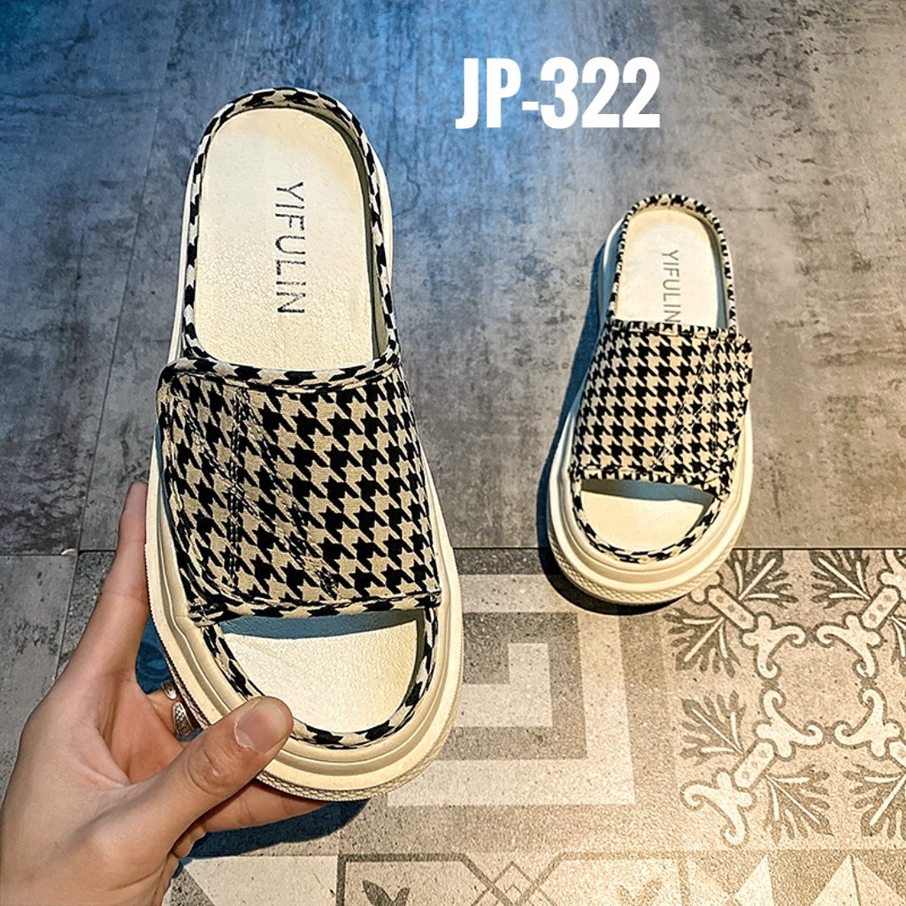 [NEW] Dép độn đế nữ quai ngang JP322 chất lượng cao - Dép nữ vintage quai dán
