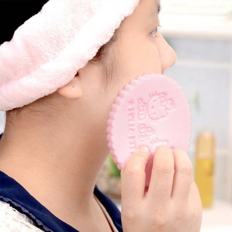 [HÀNG CÓ SẴN] Bọt Biển Rửa Mặt Hình Mèo Kitty Hồng