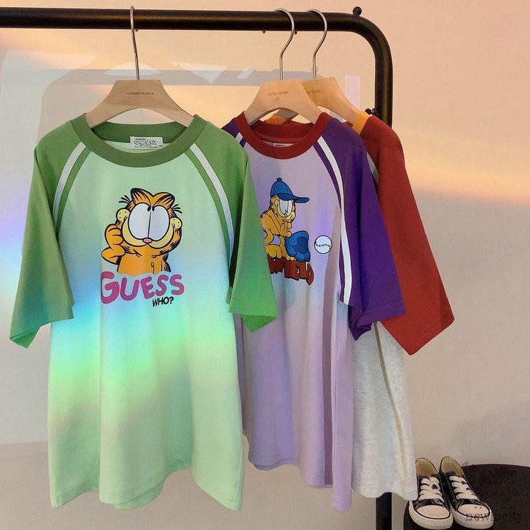 Đầm tay ngắn in hoạt hình phong cách mùa hè Hàn Quốc cho bé gái