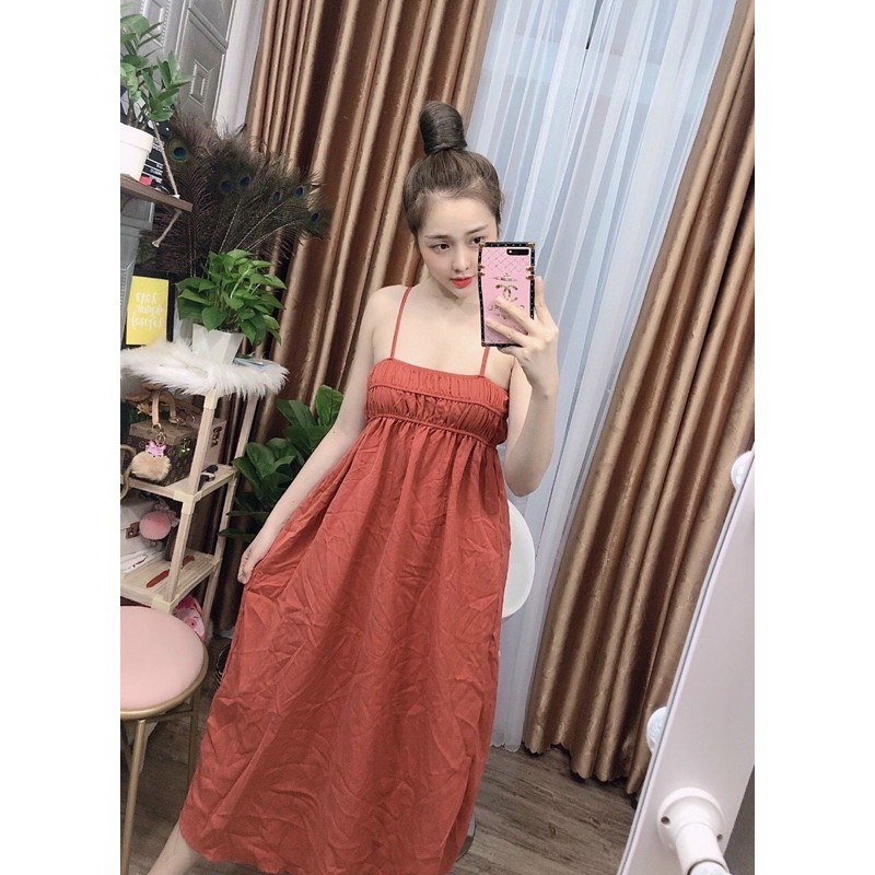 ĐẦM 2 dây from suông 😅đầm maxi đi biển, đầm bầu