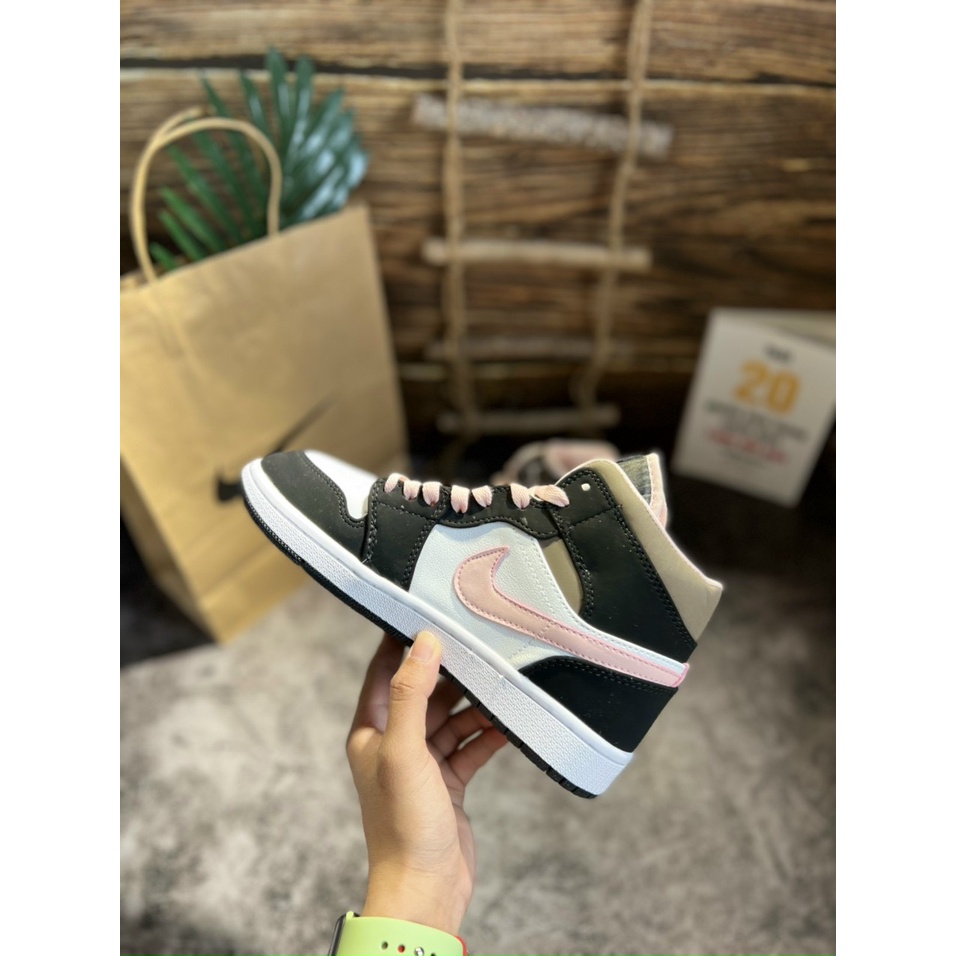 ⚡️FREE_SHIP⚡️ Giày thể thao Jordan hồng đen cao cổ, giày JD1 trắng đen dây hồng cao cấp.