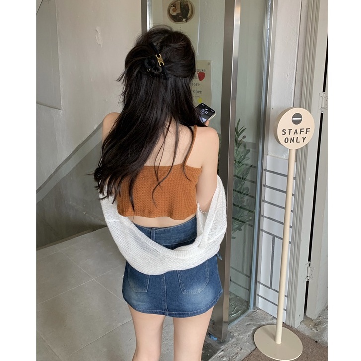 QADCOL Áo hai dây Gợi Cảm + Khăn Choàng Bên Ngoài (Lối Riêng Lẻ)