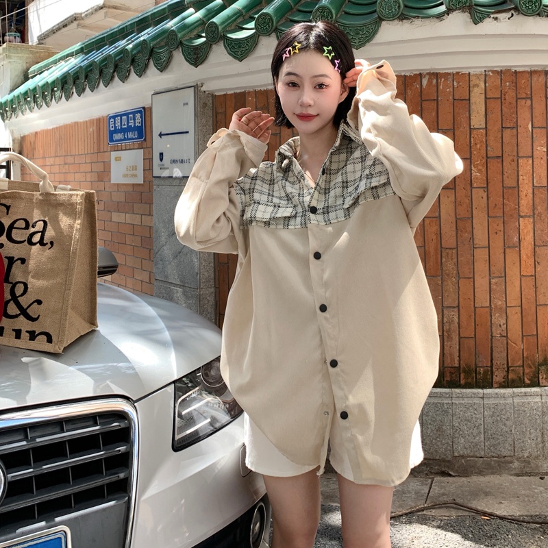 Áo sơ mi nữ SUXI dài tay cổ bẻ caro thời trang Hàn Quốc
