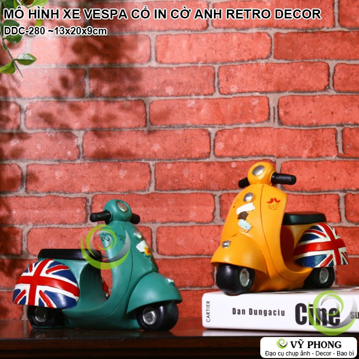 MÔ HÌNH XE VESPA CỔ IN CỜ ANH RETRO VINTAGE DECOR TRANG TRÍ CHỤP HÌNH ĐẠO CỤ CHỤP ẢNH SẢN PHẨM INS DDC-280