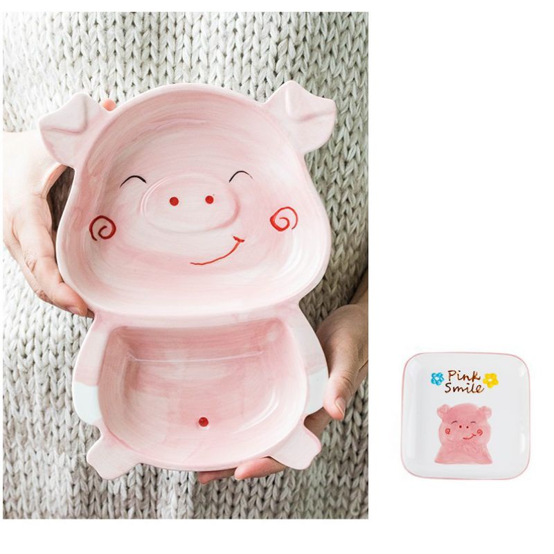 Bộ khay đĩa sứ cao cấp cho bé ăn dặm hình thú siêu kute