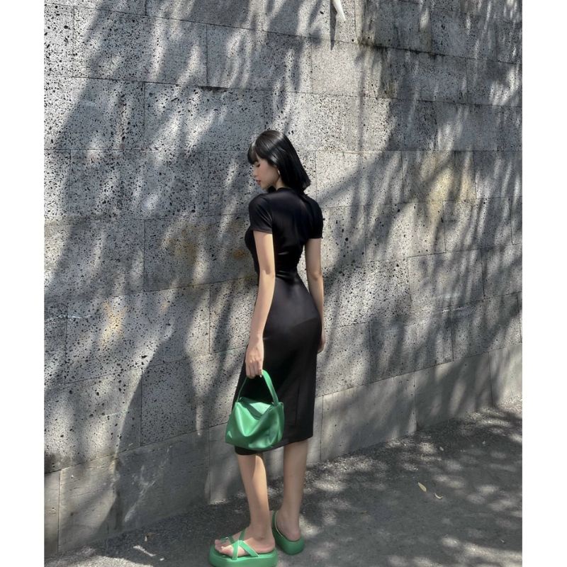 Đầm body cổ tròn vải thun borip xịn