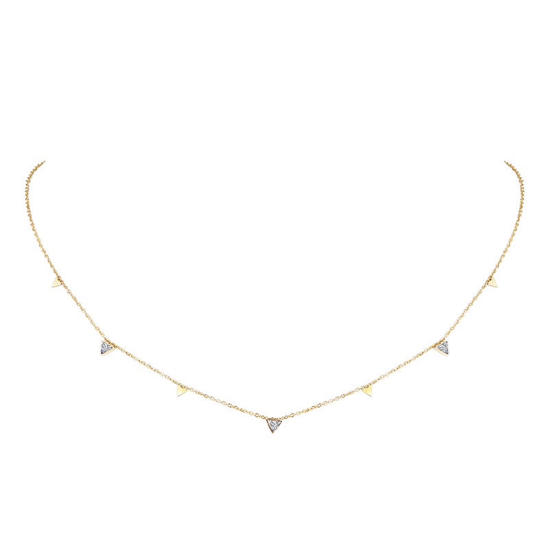 Vòng cổ Vnox dạng chuỗi xích mảnh tinh tế với CZ khối vàng bằng thép không gỉ cao cấp cho nữ