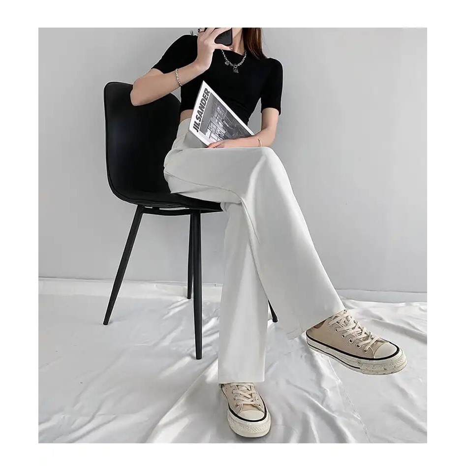 Quần Ống Rộng Suông Cạp Cao, Khóa Cúc Trước Tôn Dáng (có ảnh thật) hot trend 2021 | BigBuy360 - bigbuy360.vn