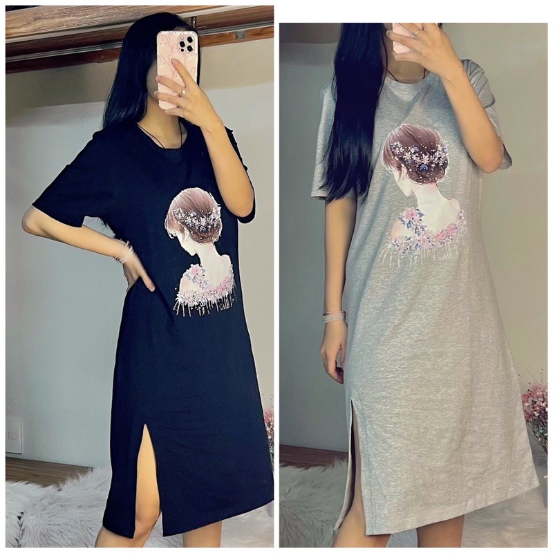 (sẳn) đầm from suông quốc dân xẻ tà đùi năng động trẻ trung