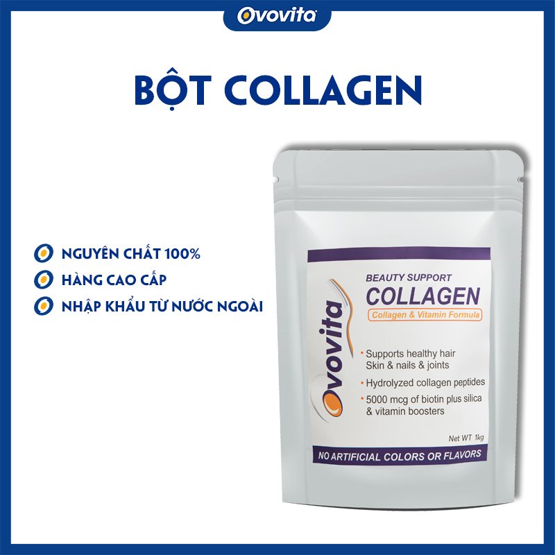 Bột Collagen Nguyên Chất OVOVITA Túi Zip 1kg
