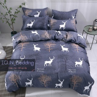 set TUẦN LỘC RỪNG KHÔ  bộ Chăn Ga Gối 4 món Poly cotton HÀN QUỐC 100%