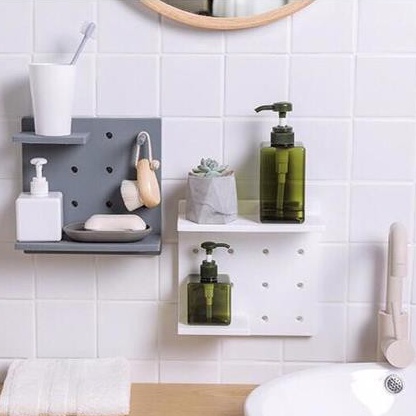 [Không Gian Sống Đẹp] Kệ Dán Tường Đục Lỗ Decor Trang Trí Đa Năng Siêu Chắc