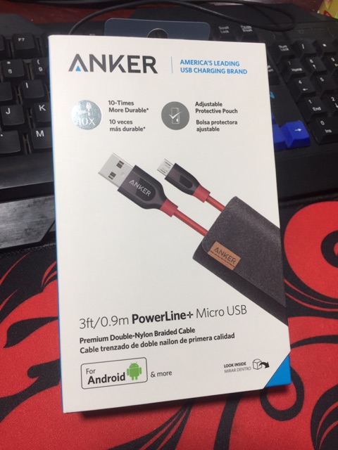 Dây cáp sạc Anker Powerline + Micro Usb 0.9m cho Android A8142