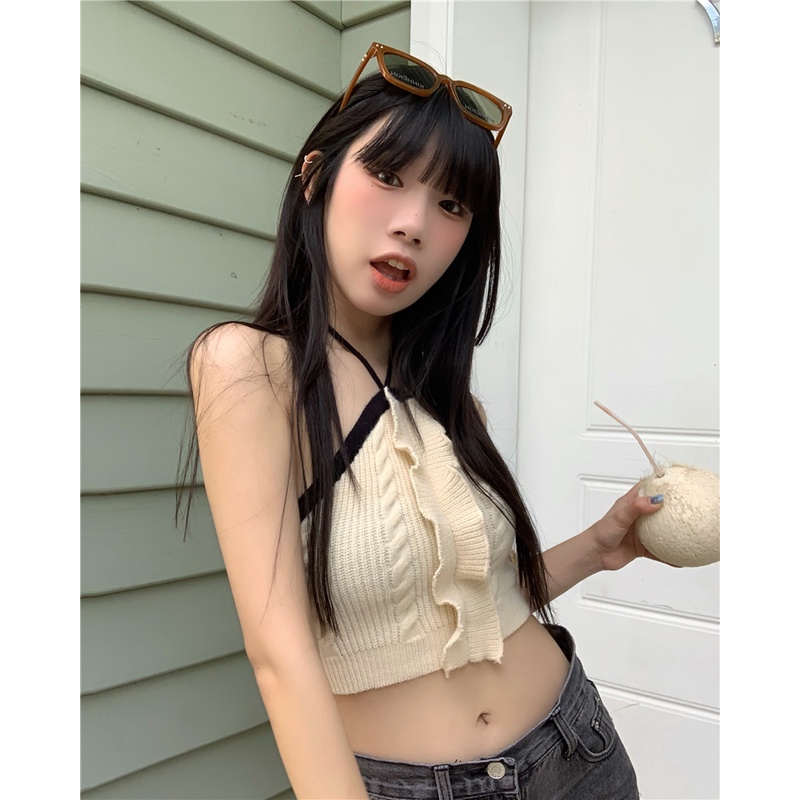 Áo Dệt Kim Hở Lưng Phong Cách Hàn Quốc Gợi Cảm Thời Trang Cho Nữ