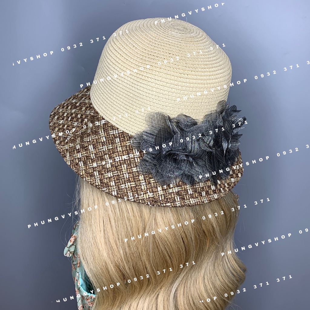 (NT)- Mũ cói VÀNH NHỎ LEN ĐAN- nón đi biển che nắng