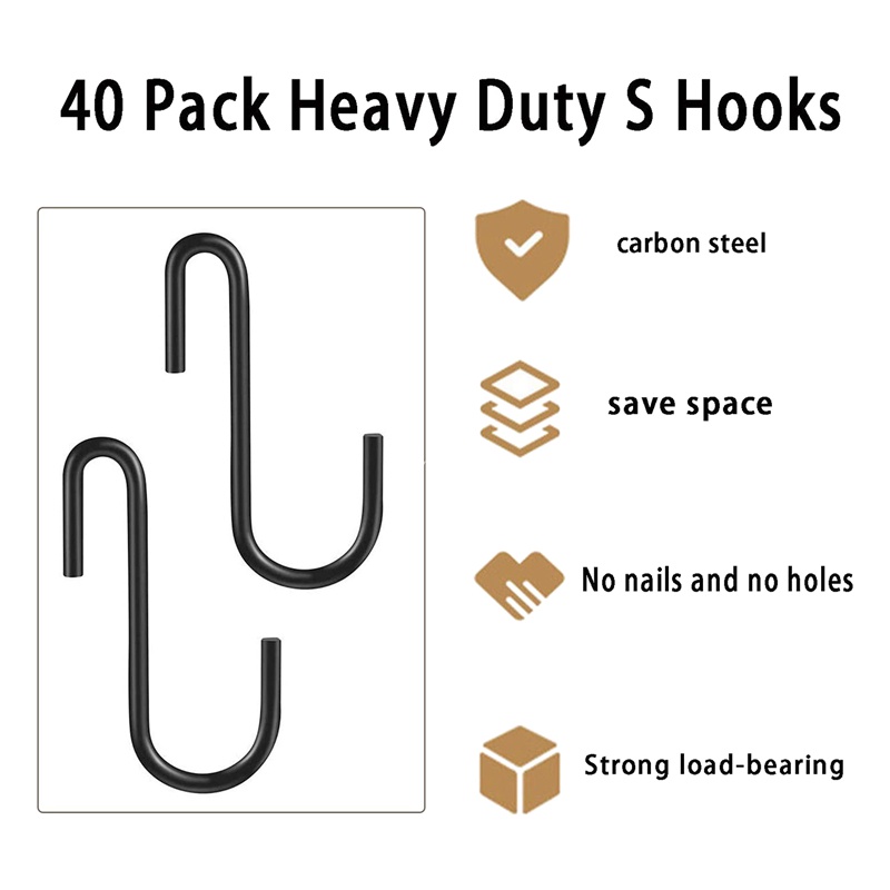 Bộ 40 Móc Treo Quần Áo Hình Chữ S Bằng Kim Loại Tiện Dụng Cho Nhà Bếp / Phòng Tắm