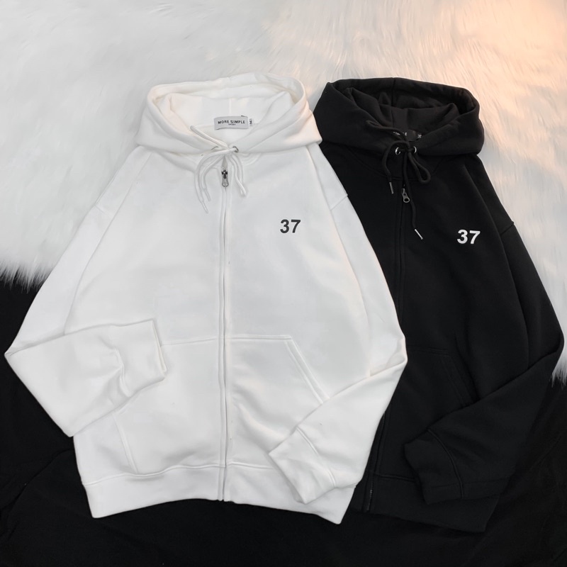 Áo Khoác Hoodie Phối Zip 37 Dập Chữ Nổi Vải Nỉ Bông Form Rộng Ulzzang | BigBuy360 - bigbuy360.vn