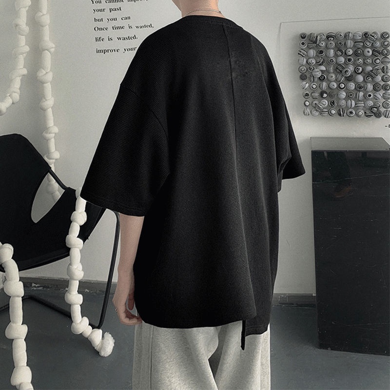 Áo Thun Tay Ngắn Dáng Rộng Phong Cách Hồng Kông Thời Trang Cá Tính Cho Nam