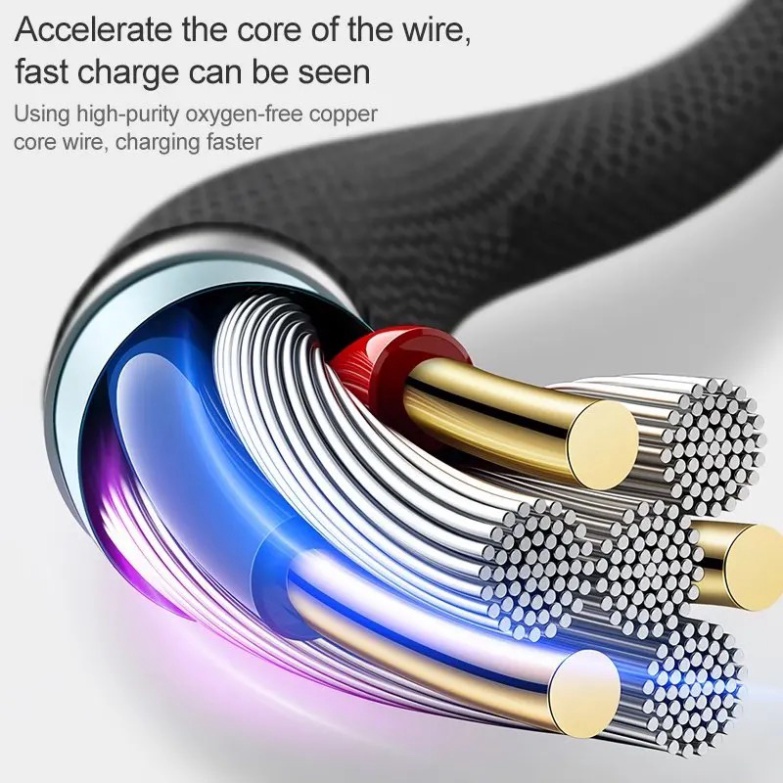 Cáp sạc nhanh 3 đầu WIWU Elite cable 3 in 1 cho tất cả các loại điện thoại, Chống cháy nổ, chống gẫy đầu