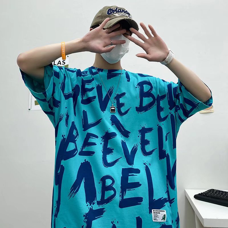 Áo Thun Cổ Tròn Dáng Rộng In Chữ Đơn Giản Nhiều Màu Thời Trang Hàn Quốc Size M-3XL