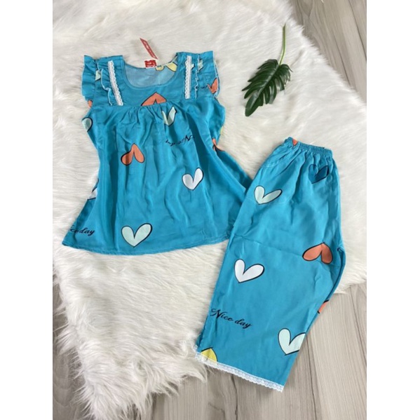 Bộ tole Lanh nữ quần Lửng, áo phối ren xinh xắn