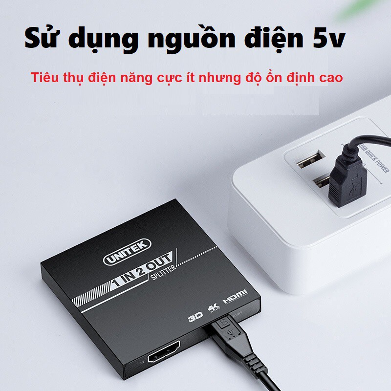 HDMI Splitter 1 in 2 out Unitek 116A - Bộ chia HDMI Unitek 1 vào 2 ra hỗ trợ 4k V116A