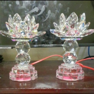 Đèn thờ cúng pha lê hoa sen led đổi màu