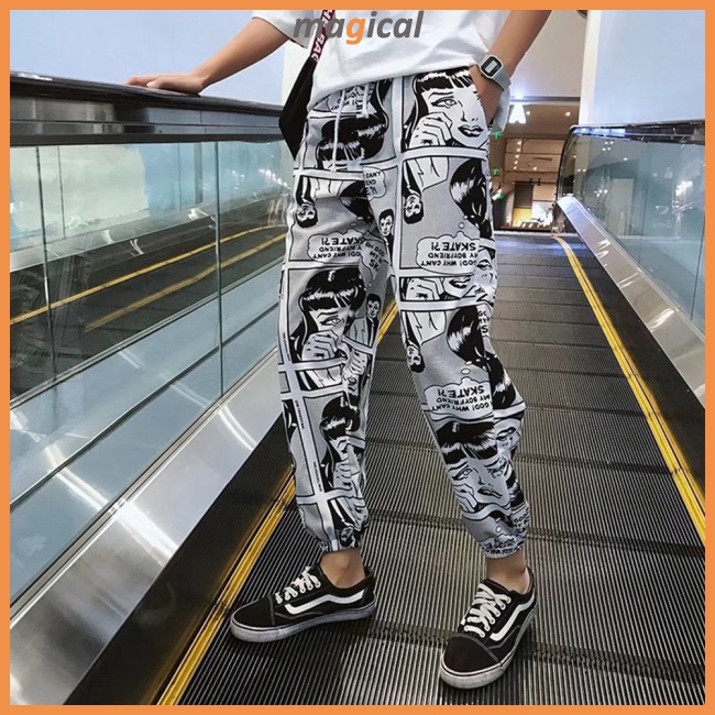 Quần Jogger Nam Hoạ Tiết Hoạt Hình Phong Cách Hip Hop