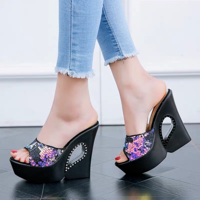 (ORDER) Dép cao gót đế xuống khoét hình giọt lệ cách điệu độc đáo 13 cm, hàng cao cấp (nhiều mẫu - kéo ảnh xem thêm)