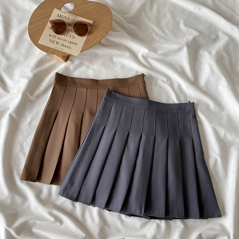 Chân Váy Chữ A Lưng Cao Xếp Ly Màu Sắc Đơn Giản Dễ Phối Đồ