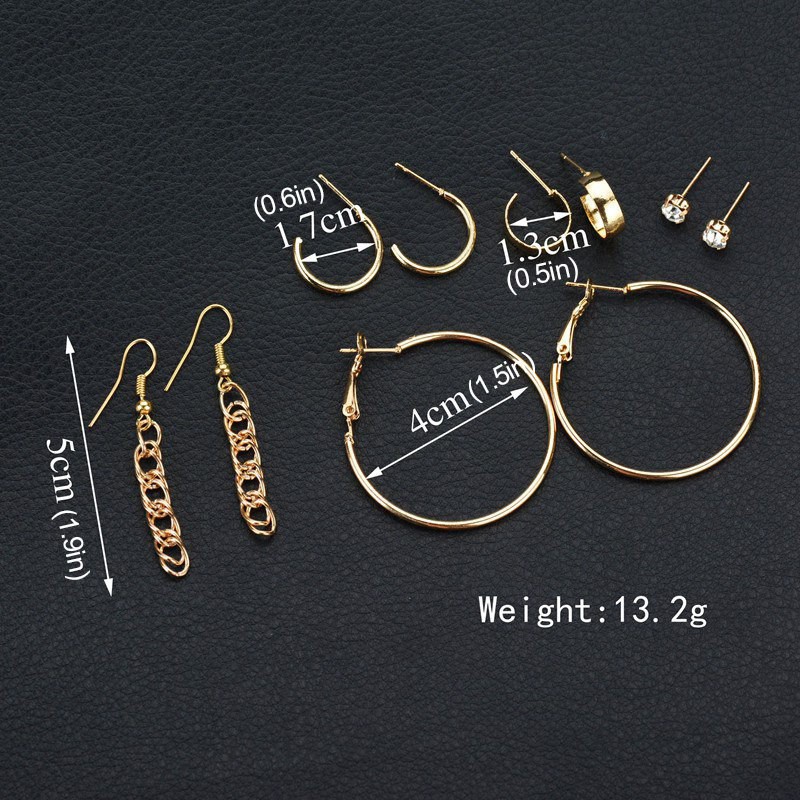 Set 5 đôi bông tai mạ vàng nhiều kiểu thời trang cho nữ