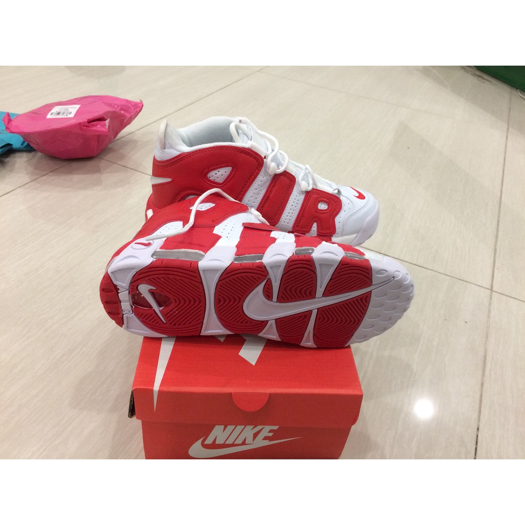 GIÀY THỂ THAO NIKE AIR MORE UPTEMPO MẦU TRẮNG CHỮ ĐỎ