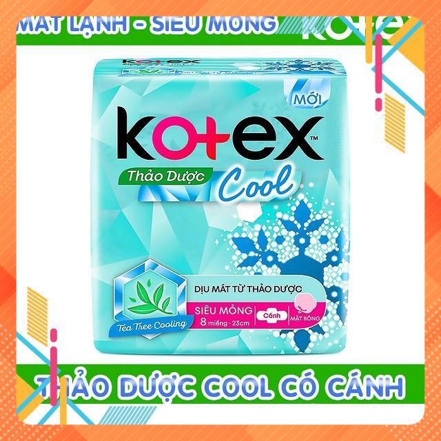 Lô 8 gói BVS Kotex Thảo Dược Siêu Mềm Cánh 23cm - 8 miếng