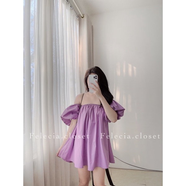 Áo babydoll thô trễ vai suông