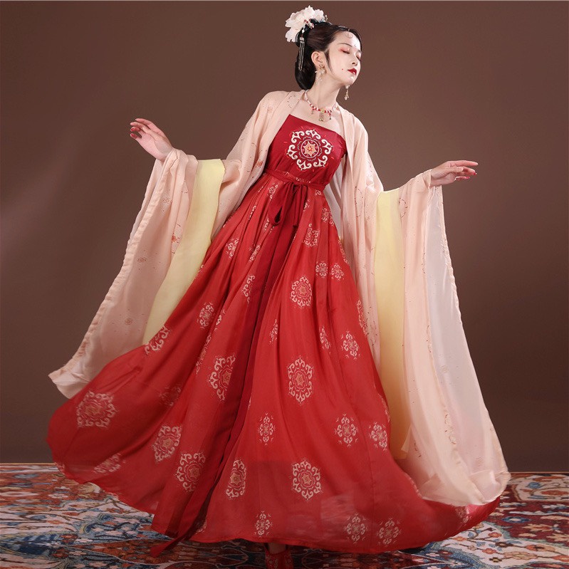 có sẵn hán phục cổ trang trung quốc hanfu mẫu mới Đường phục Đỏ cosplay