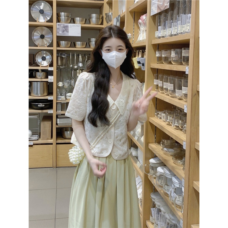 Áo Sơ Mi Ngắn Tay Cổ Búp Bê Phong Cách Pháp Thời Trang Mùa Hè Mới Cho Nữ