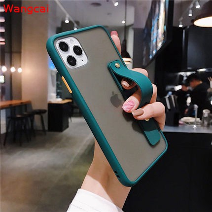 Huawei Nova 8 Pro Honor V40 Pro Phone Case Bracket Wrist Strap Clear Transparent Holder Stand Simple Soft Contrast Color Frame Matte Hard PC Case Cover