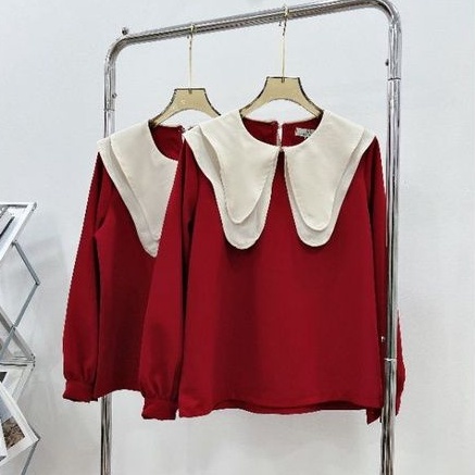 Áo đỏ pha cổ 2 lớp
