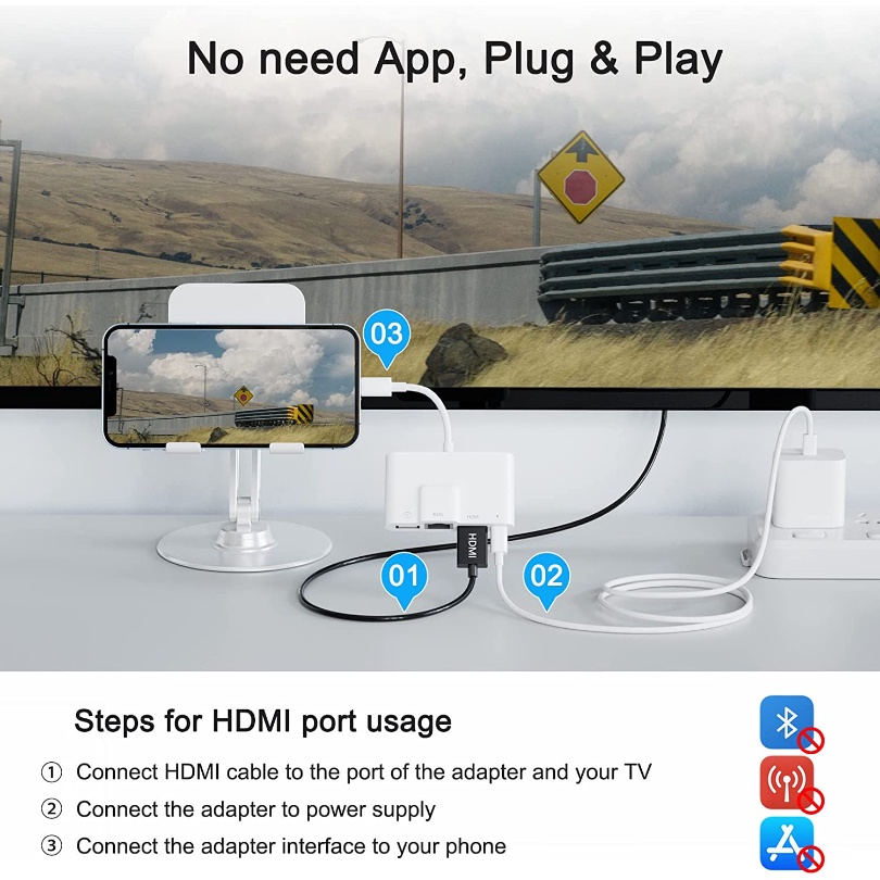 Đầu Kết Nối HDMI 4K &amp; RJ45 Ethernet LAN 4 Trong 1 Cho iPhone13 pro / 12 / 11 / X / 8 / 7 / ipad air