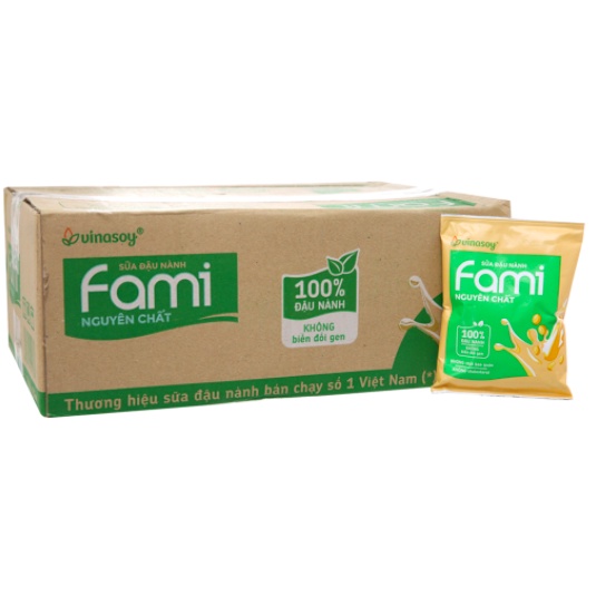 THÙNG 40 TÚI SỮA ĐẬU NÀNH FAMI NGUYÊN CHẤT - FAMI CANXI 200ML  - NSX luôn mới nhất