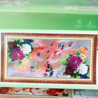 Tranh đính đá cửu ngư quần hội độc đẹp 175x75cm