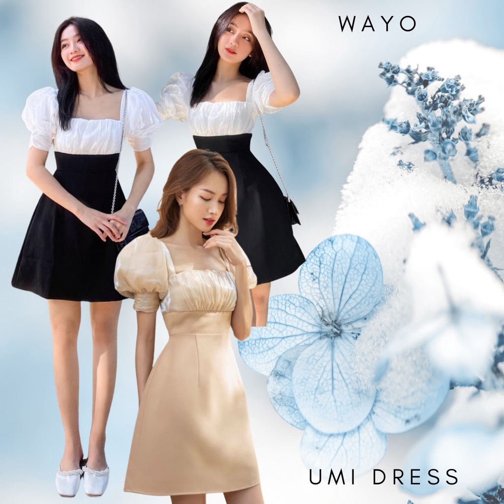 [Umi Dress] Đầm WAYO xoè cổ vuông voan xịn