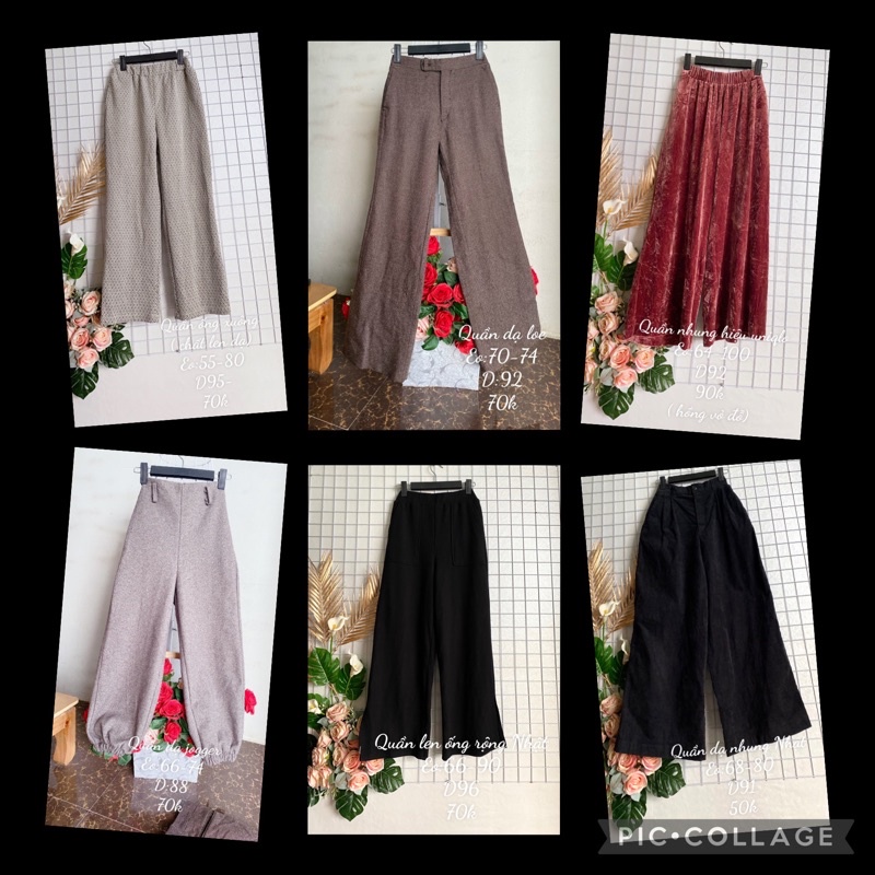 Quần dạ, nhung, len kiểu