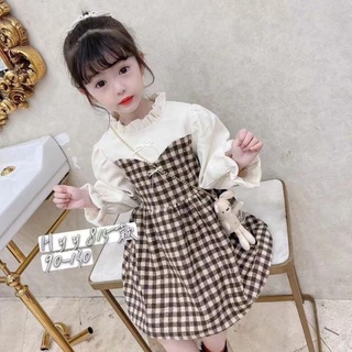 Váy kẻ cho bé gái - váy xòe cho bé gái