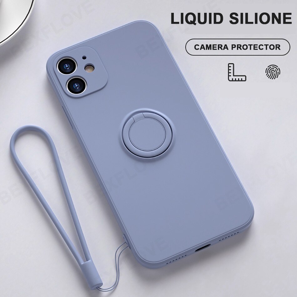 Ốp điện thoại silicone có nhẫn đỡ nam châm gắn trên xe hơi cho IPHONE 11 PRO XS MAX XR X XS 7 8 PLUS SE 2 2020