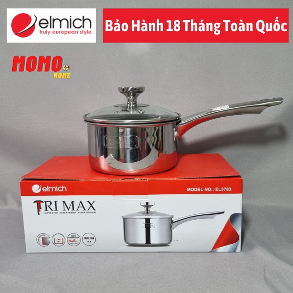 Quánh, xoong, nồi Inox 2 lớp chống dính đáy liền Elmich Tri-max EL-3783 size 14cm nhập khẩu - Bảo hành 12 tháng