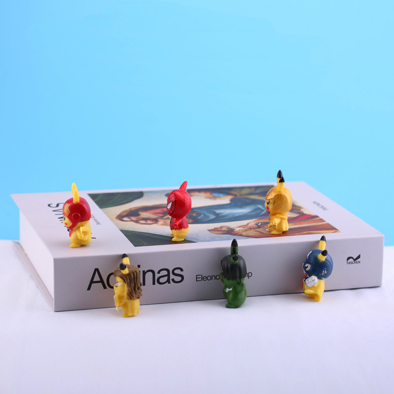 Set 6 mô hình Pikachu Marvel trang trí đáng yêu