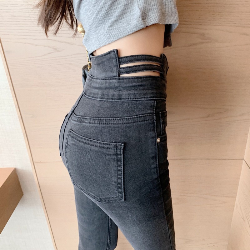 Quần Jeans Skinny lưng cao chất liệu co giãn thời trang mùa thu cho nữ