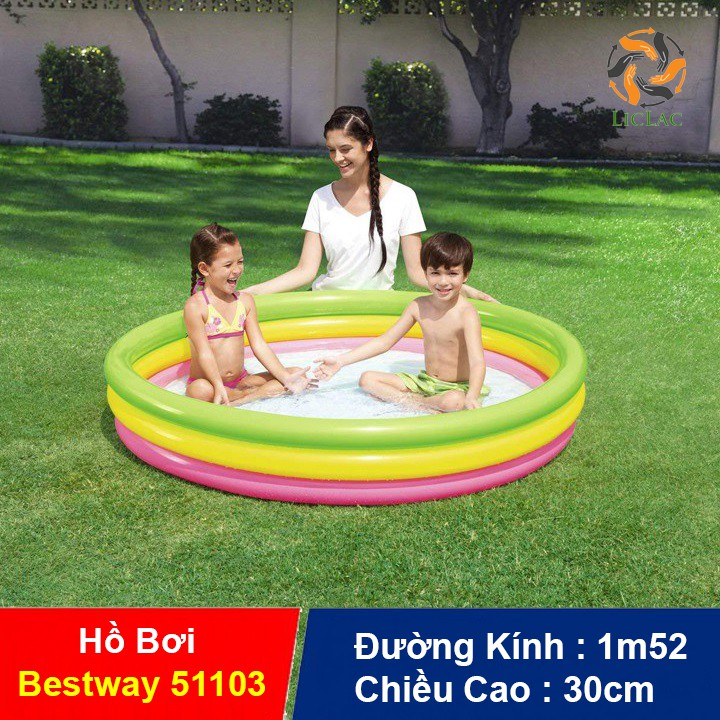 Hồ Bơi Phao 3 tầng Bestway 51103 đáy mềm - Bể bơi cầu vồng làm bằng nhựa PVC cao cấp - Đồ chơi trẻ em - LICLAC